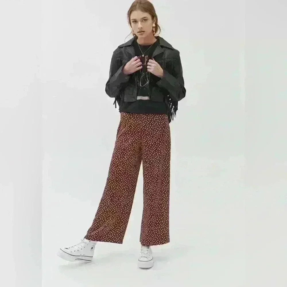 UO Olympia Satin Wide Leg Pant Size Small